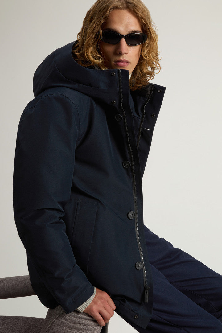 Waterproof Parka in Recycled Two-Layered GORE-TEX Fabric Melton Blue