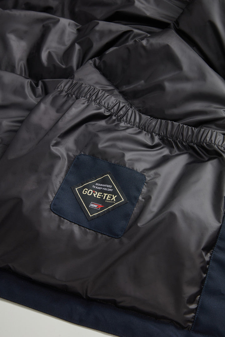 Waterproof Parka in Recycled Two-Layered GORE-TEX Fabric Melton Blue