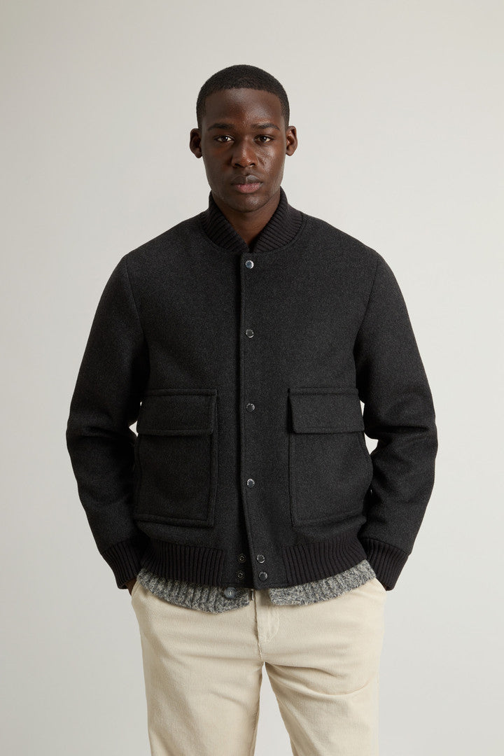 Miles Bomber Jacket in Wool Blend Dove Melange