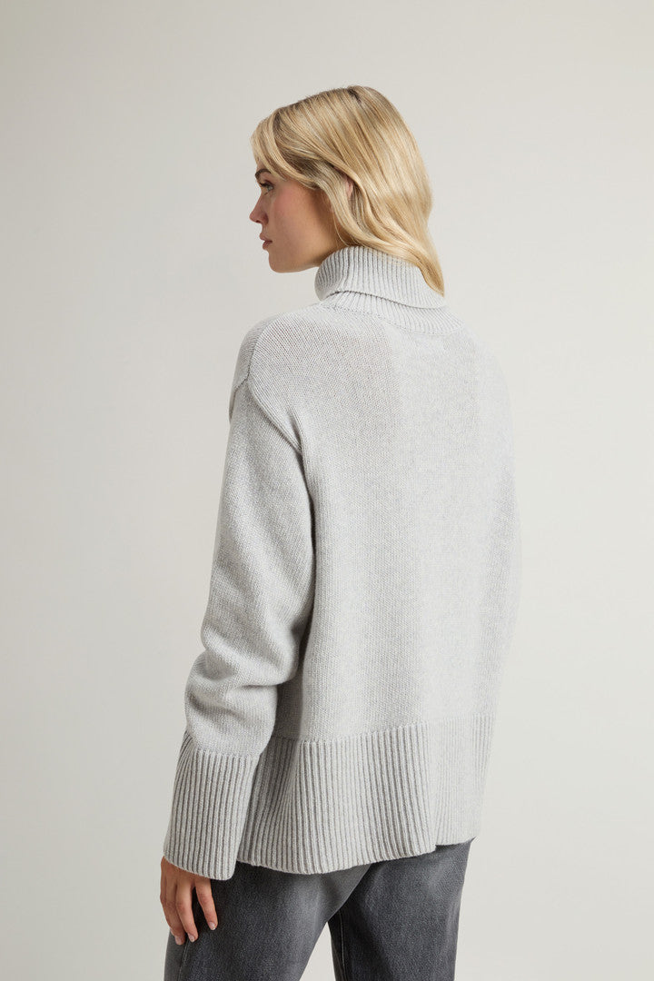 Pure Wool Turtleneck Sweater Light Grey Melange