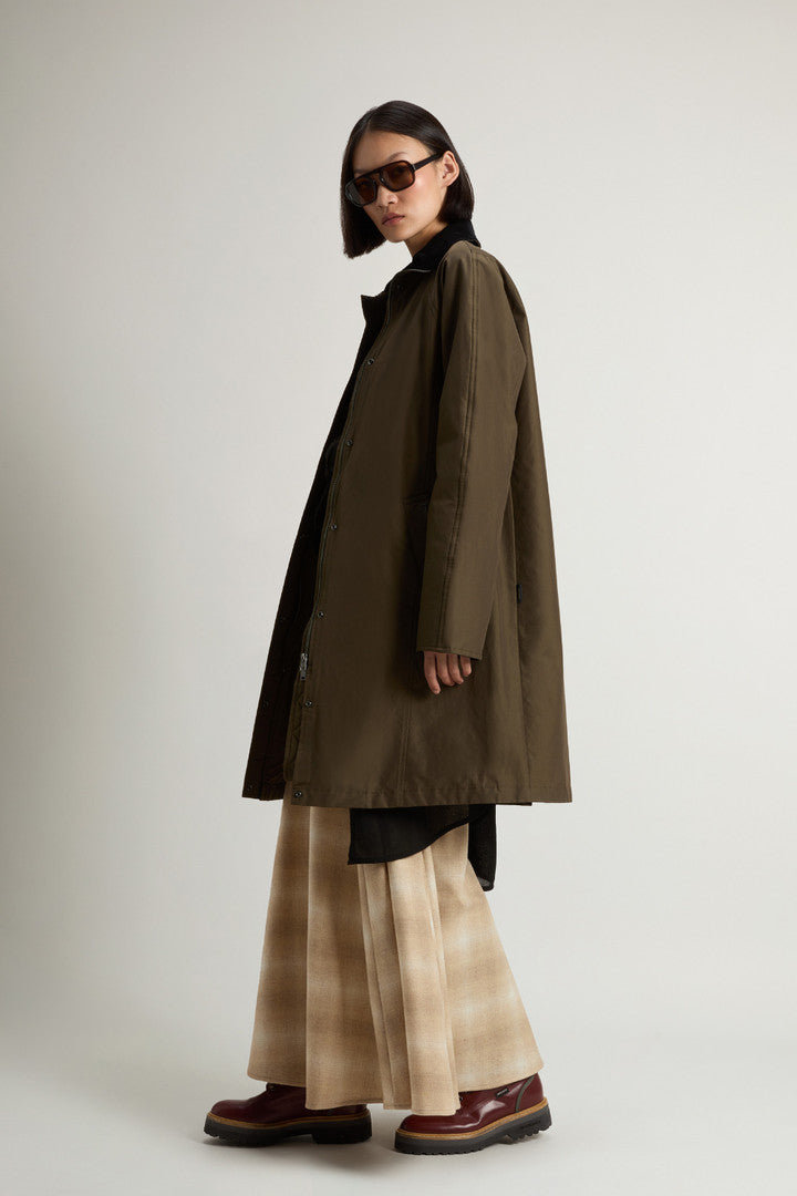 Ramar Cloth Coat with Corduroy Collar Dark Green