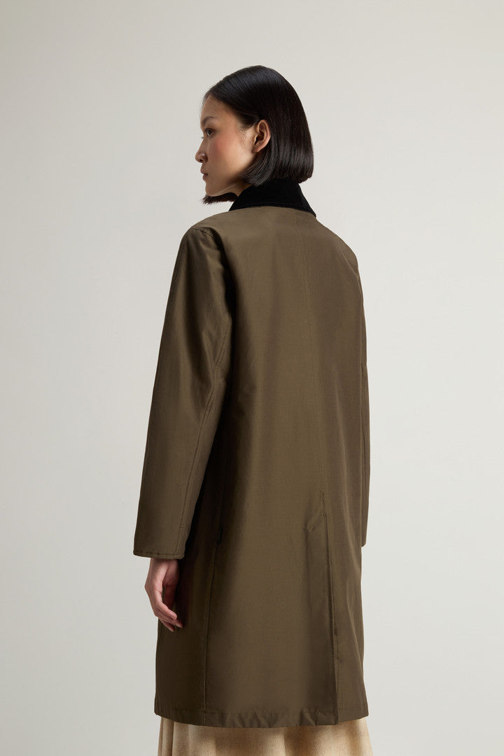 Ramar Cloth Coat with Corduroy Collar Dark Green