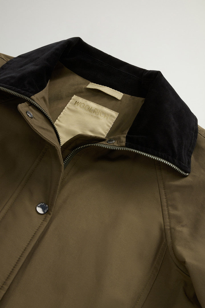 Ramar Cloth Coat with Corduroy Collar Dark Green