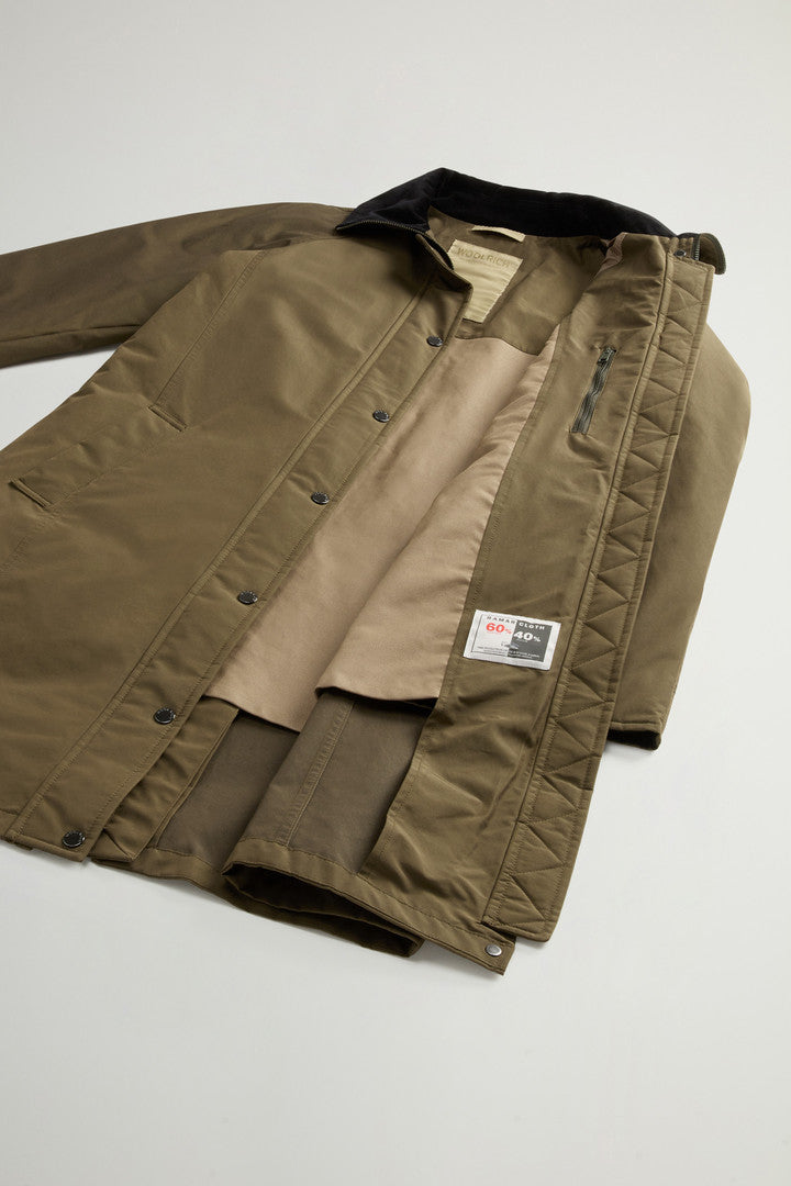 Ramar Cloth Coat with Corduroy Collar Dark Green