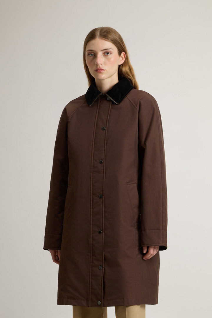 Ramar Cloth Coat with Corduroy Collar Soil Brown