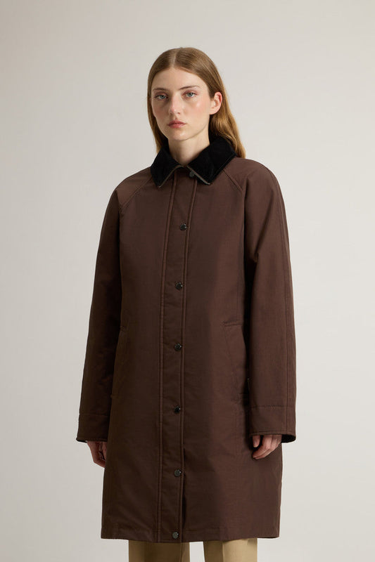 Ramar Cloth Coat with Corduroy Collar Soil Brown