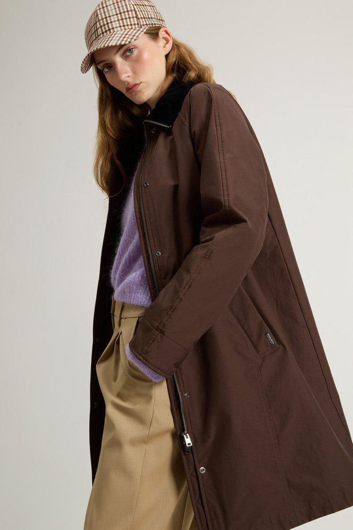 Ramar Cloth Coat with Corduroy Collar Soil Brown