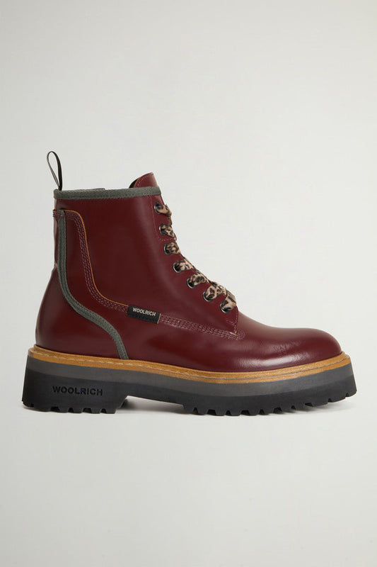 Main Combat Boots in Calfskin Leather Bordeaux